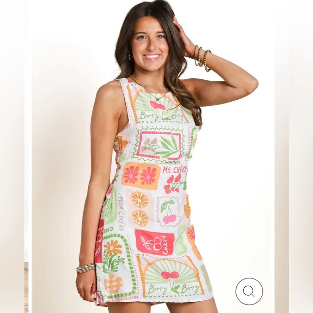 NWT, Mod On Trend Secret Symphony Cutout Tie Back Print Dress!, Sz S - Picture 3 of 16